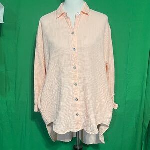 The Adrienne shirt by Shannon Passero Women's Peach Gauze Button-Down Shirt